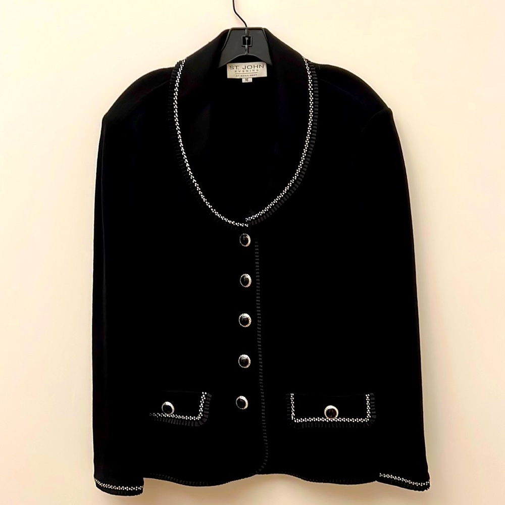 St. John Black Knit Women’s Jacket Size 16